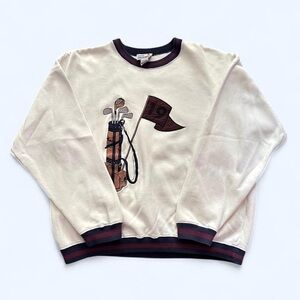 Vintage 1990s white Sweatshirt with Golf club Design L